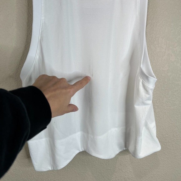 Ganni Bright White Tank Crop Top Large Prince Edition Active Mesh Asymmetric Hem - Picture 8 of 11